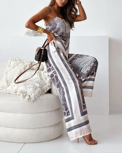 Helen Vacation Ready Stylish Lace-Up Vest & Pants Two-Piece Set Dress