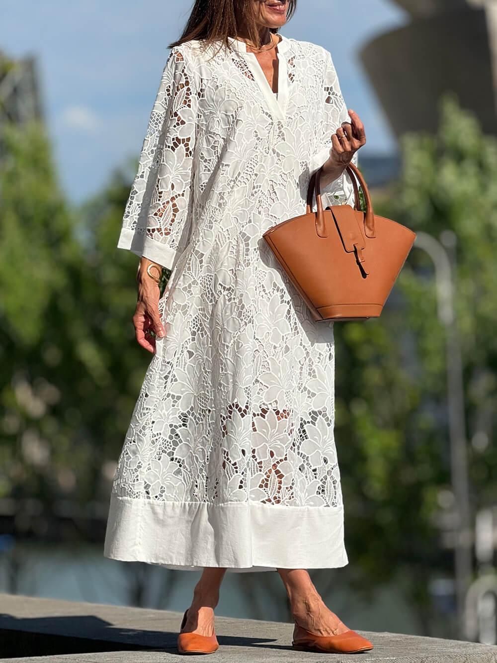 Willow™ | Beach Glam Flower V-Neck Midi Dress