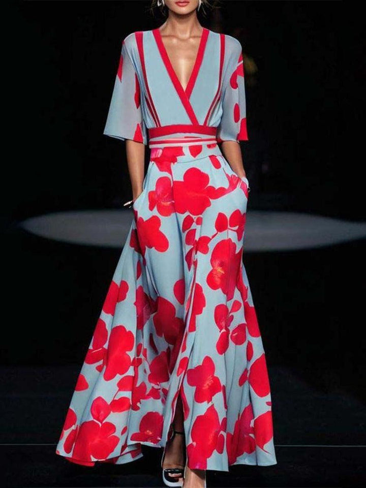 Lea™ | Seaside Glam Elegant Mid Sleeve Maxi Dress Ensemble