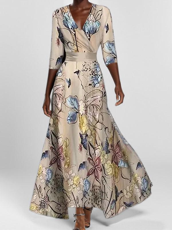 Lea™ | Seaside Glam Elegant Mid Sleeve Maxi Dress Ensemble