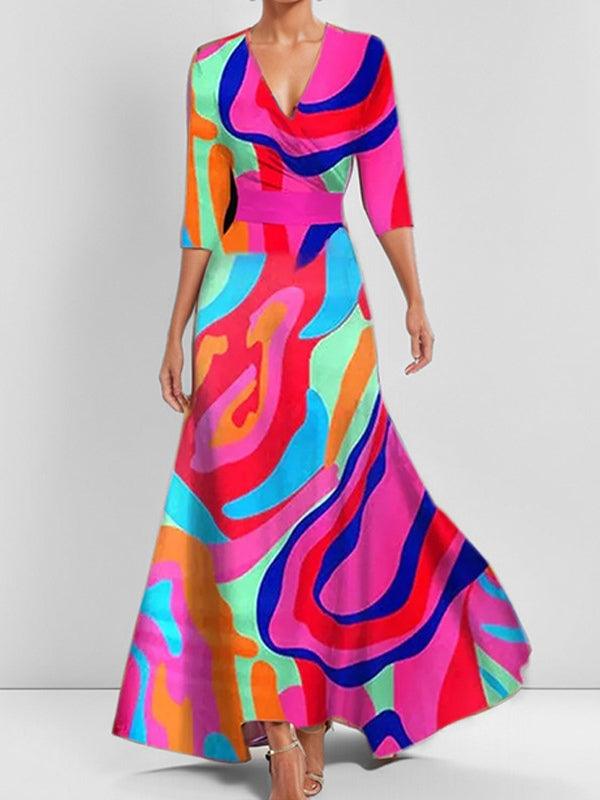 Lea™ | Seaside Glam Elegant Mid Sleeve Maxi Dress Ensemble