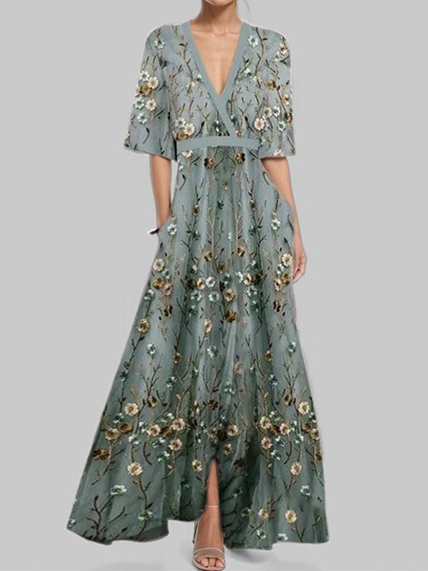 Lea™ | Seaside Glam Elegant Mid Sleeve Maxi Dress Ensemble