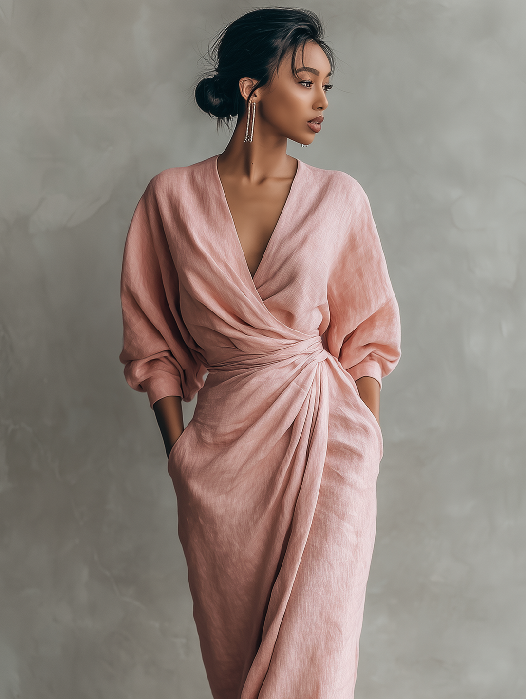Florence Pink Linen Blend Maxi Dress