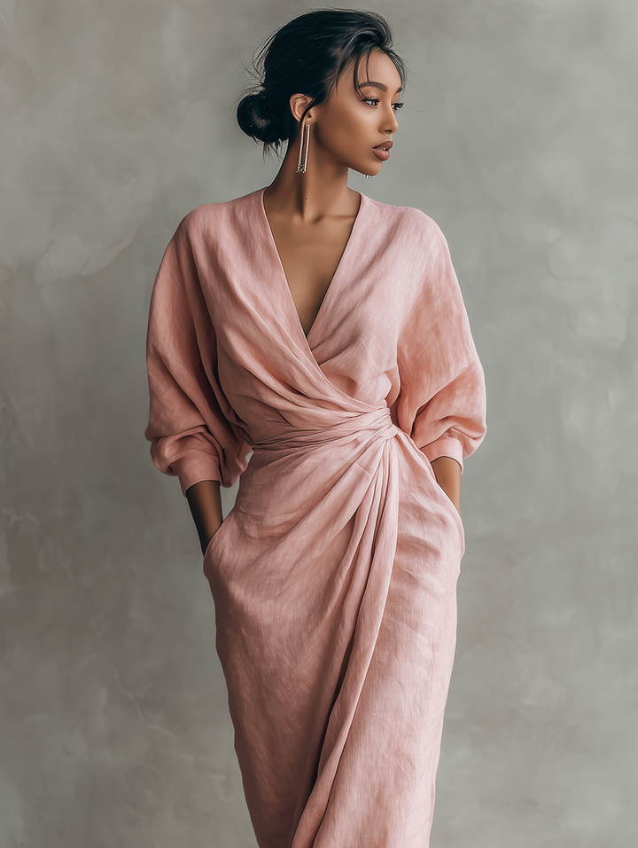 Florence Pink Linen Blend Maxi Dress