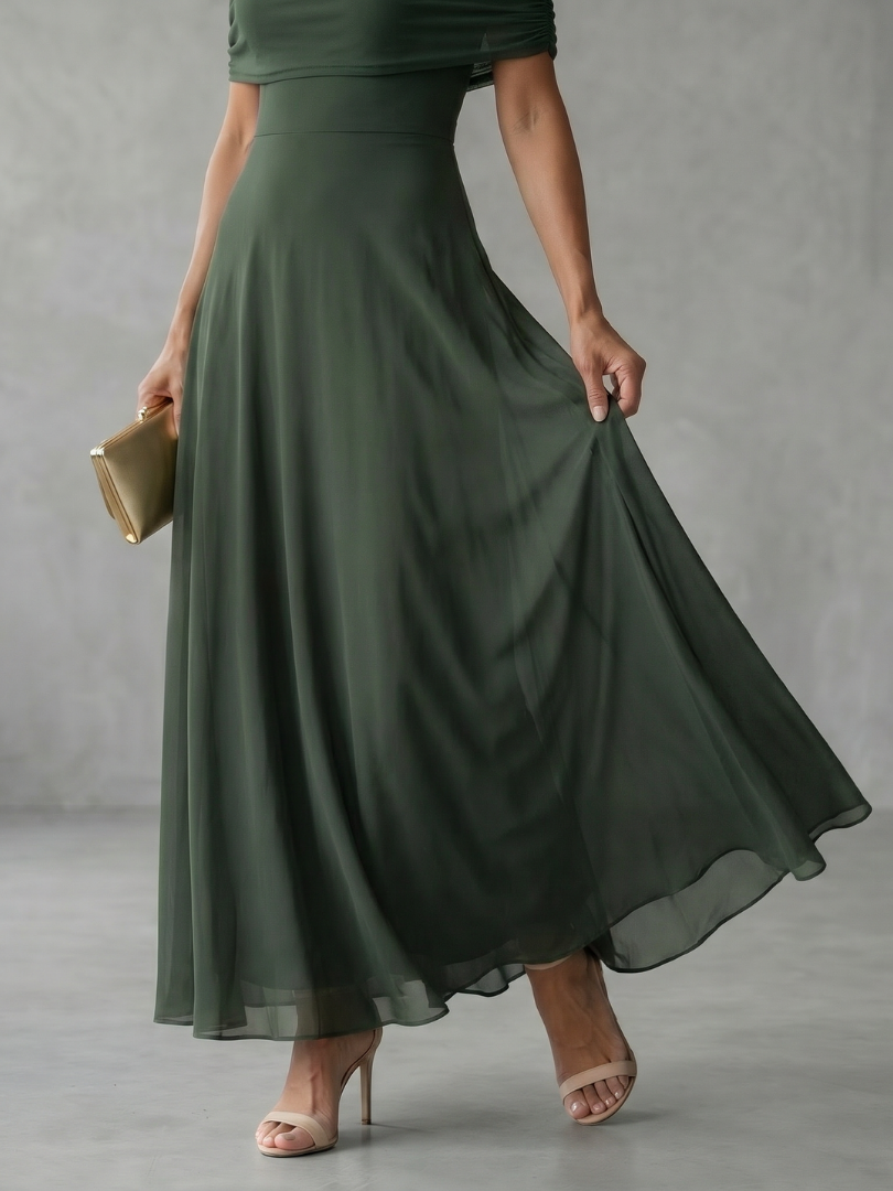 Colette Off Shoulder Draped Midi Dress