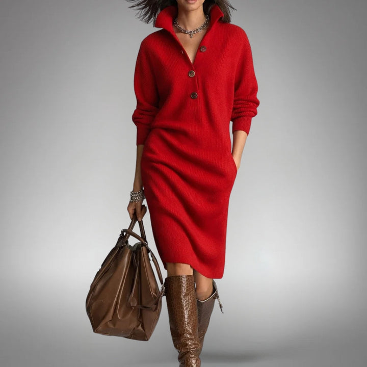 Kaia Wool Mix Knit Polo Dress