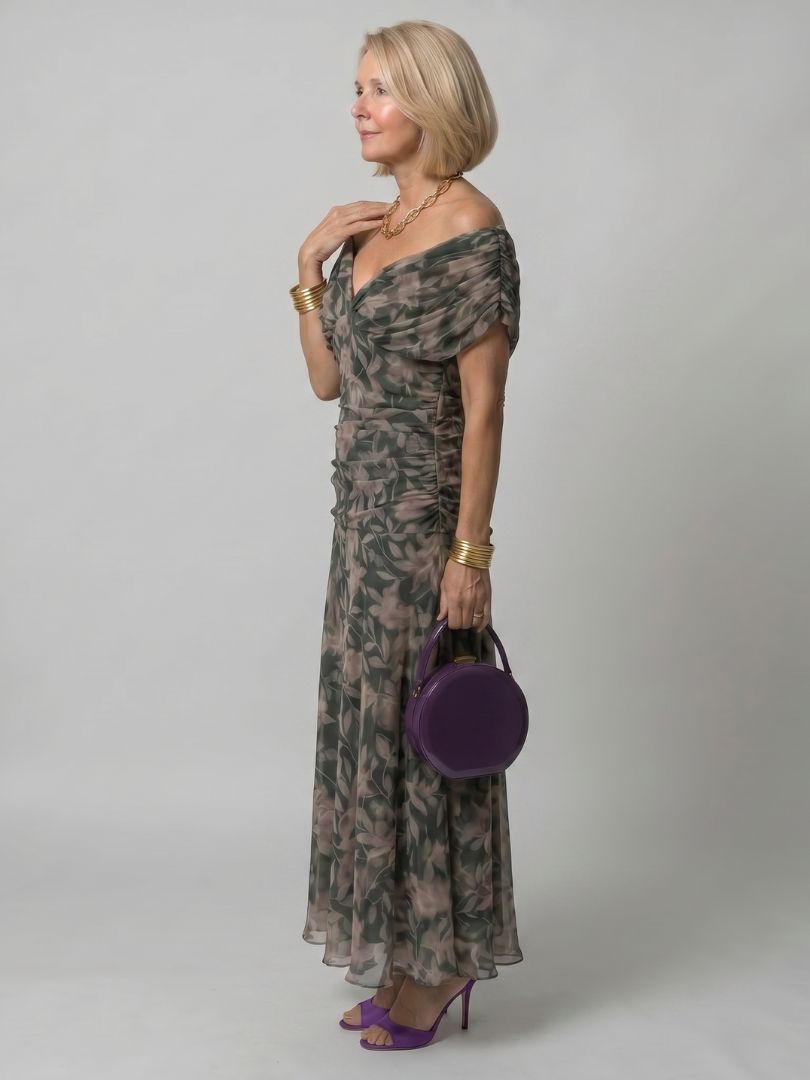 Vivienne Off Shoulder Flow Midi Dress