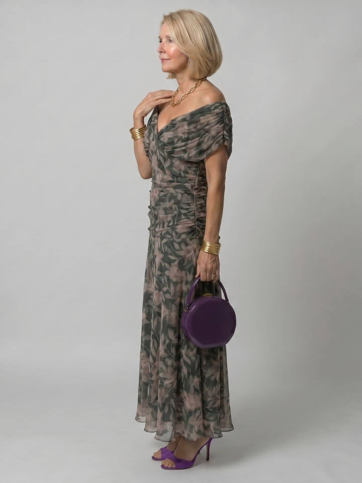Vivienne Off Shoulder Flow Midi Dress