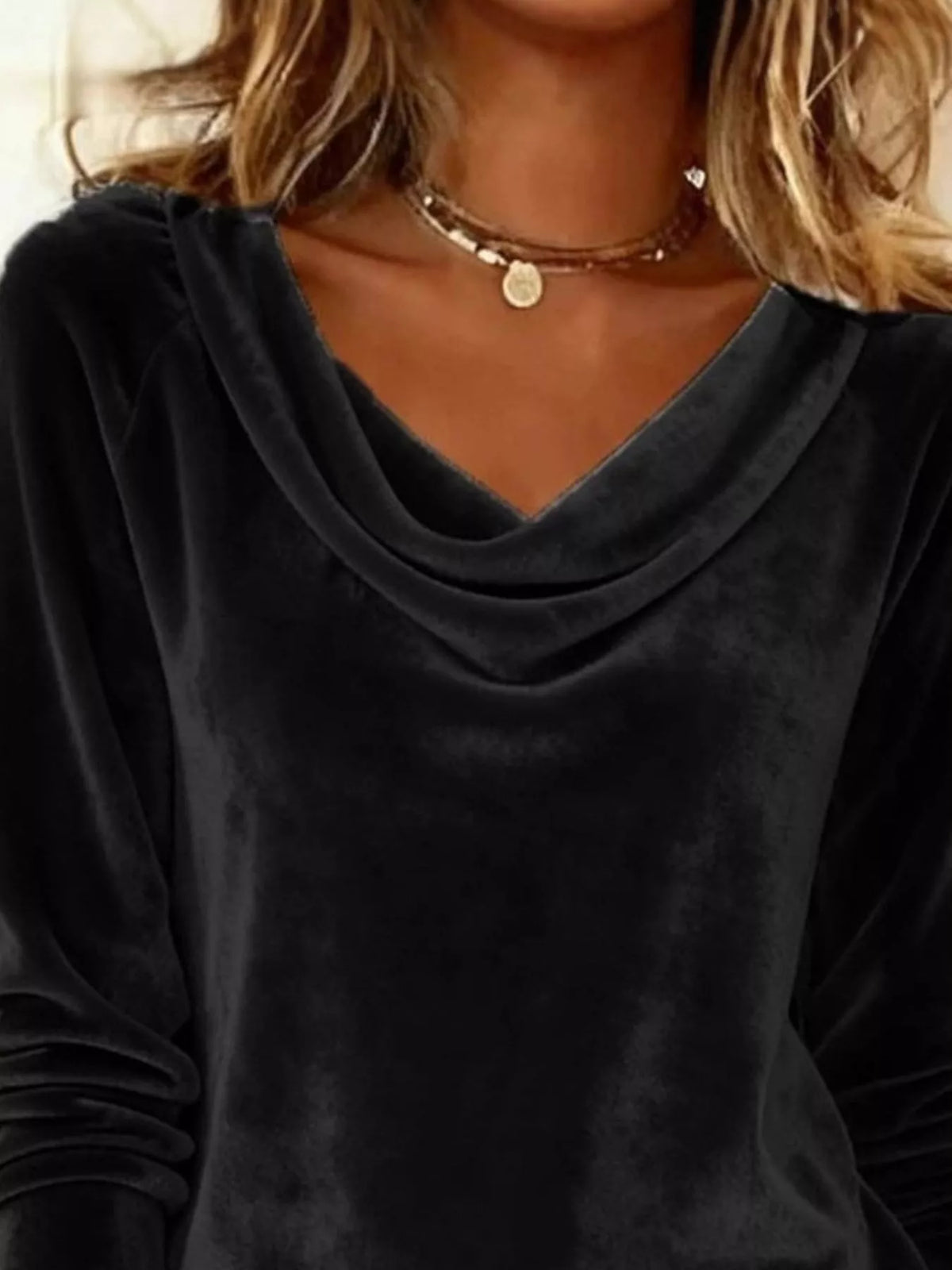 Sienna Elegant Velvet Cowl Neck Top