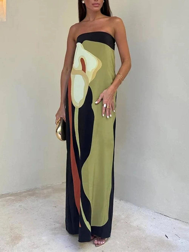 Joan™ | Coastal Chic Strapless Printed Maxi Party Dress
