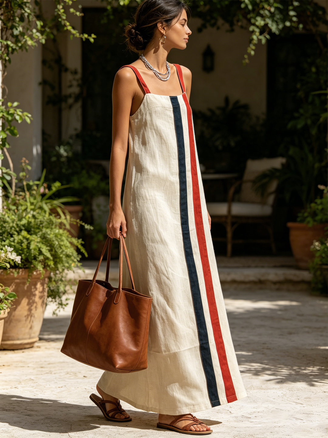 Elly Sleeveless Linen-Blend Maxi Dress
