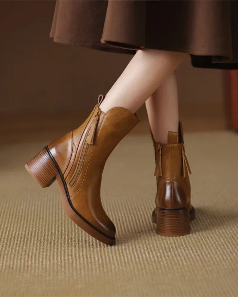 Kendall Elegant Black Leather Boots with a Comfortable Heel
