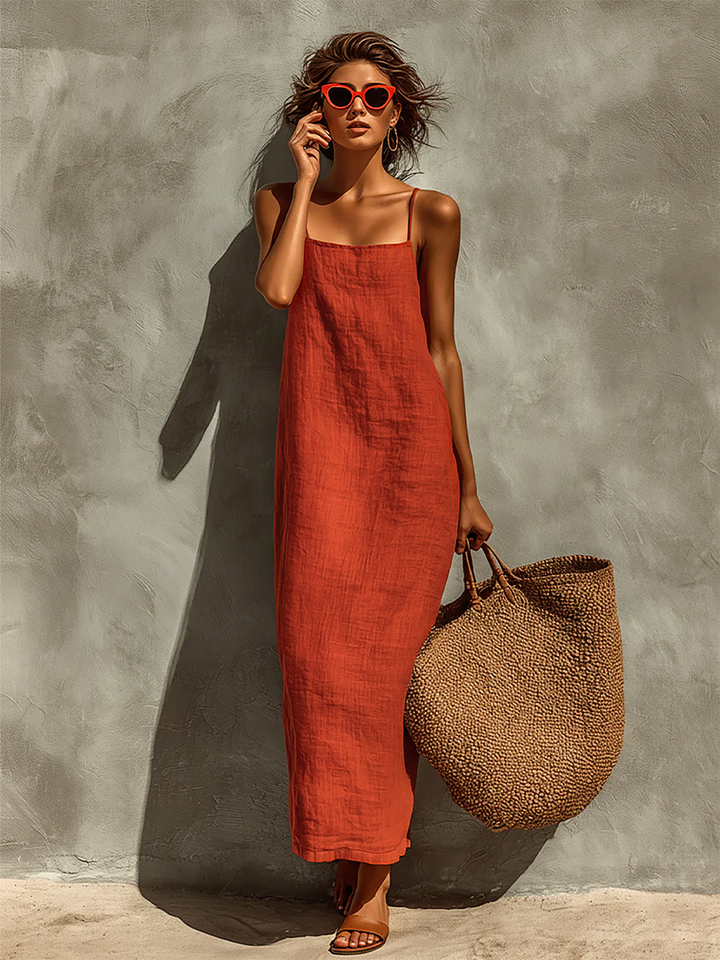 Seraphina Red Boho Cotton Maxi Dress