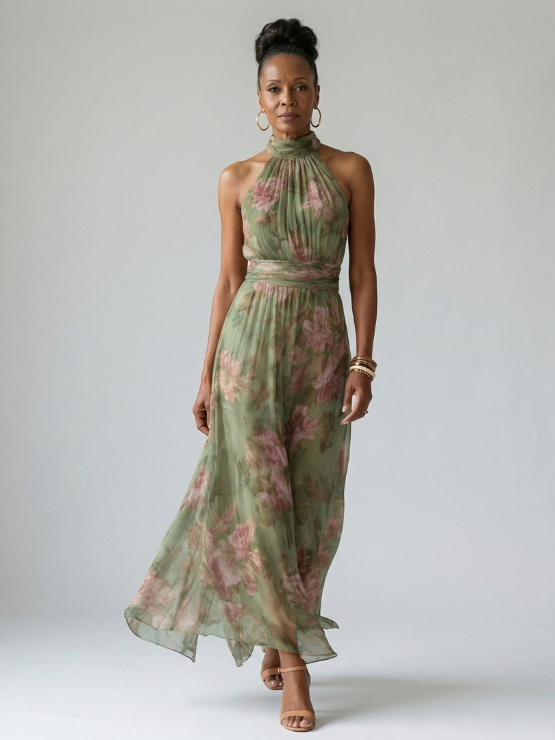 Celestine Halter Midi Dress