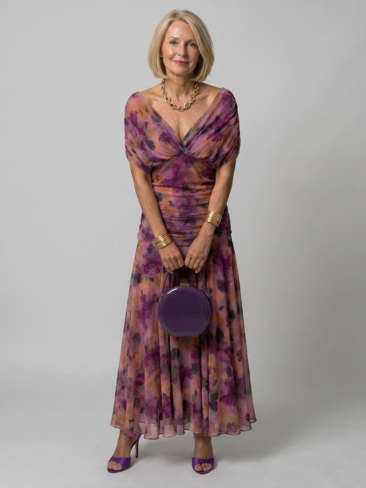 Vivienne Off Shoulder Flow Midi Dress