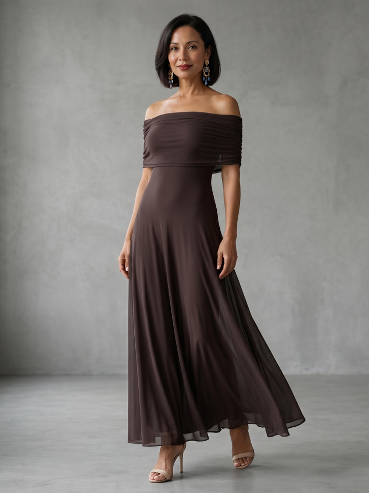 Colette Off Shoulder Draped Midi Dress