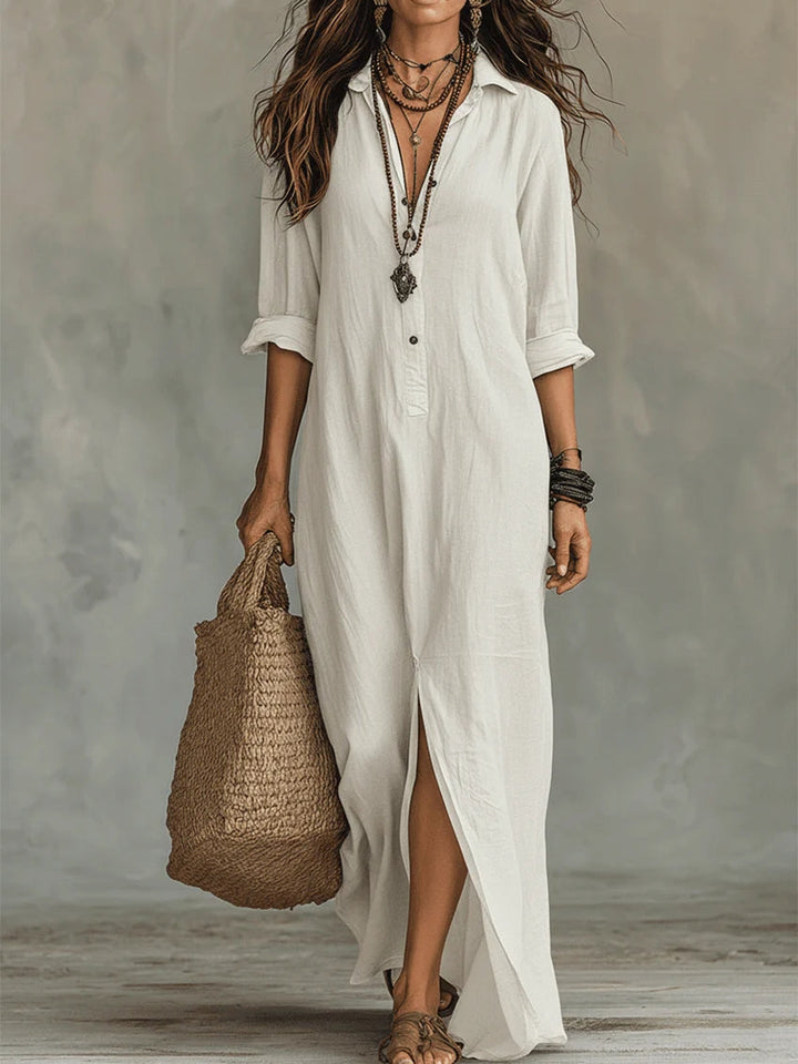 Rowena Soft Black Buttoned Maxi Dress