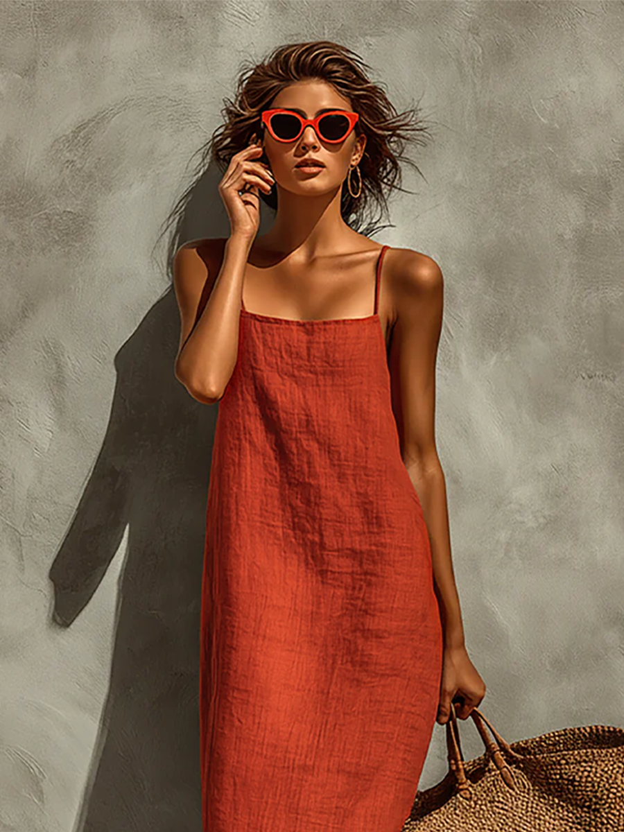 Seraphina Red Boho Cotton Maxi Dress