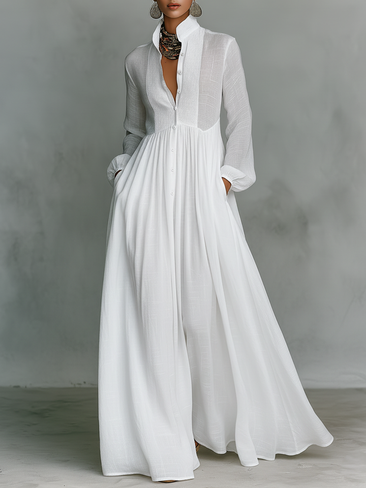 Madeleine Linen Blend Patchwork Maxi Dress