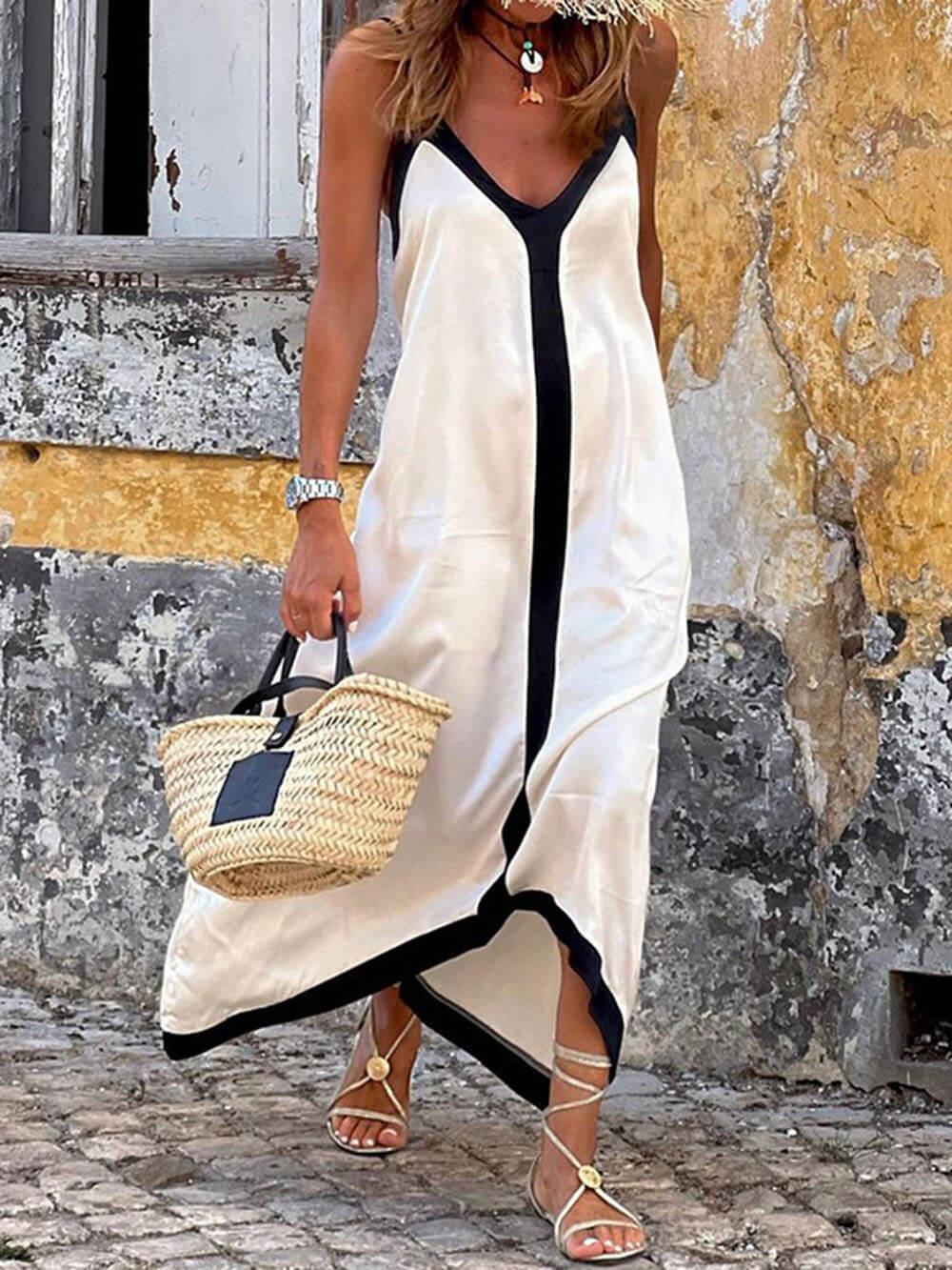 Nancy Island Style Lavechic Colorblock Midi Dress Look