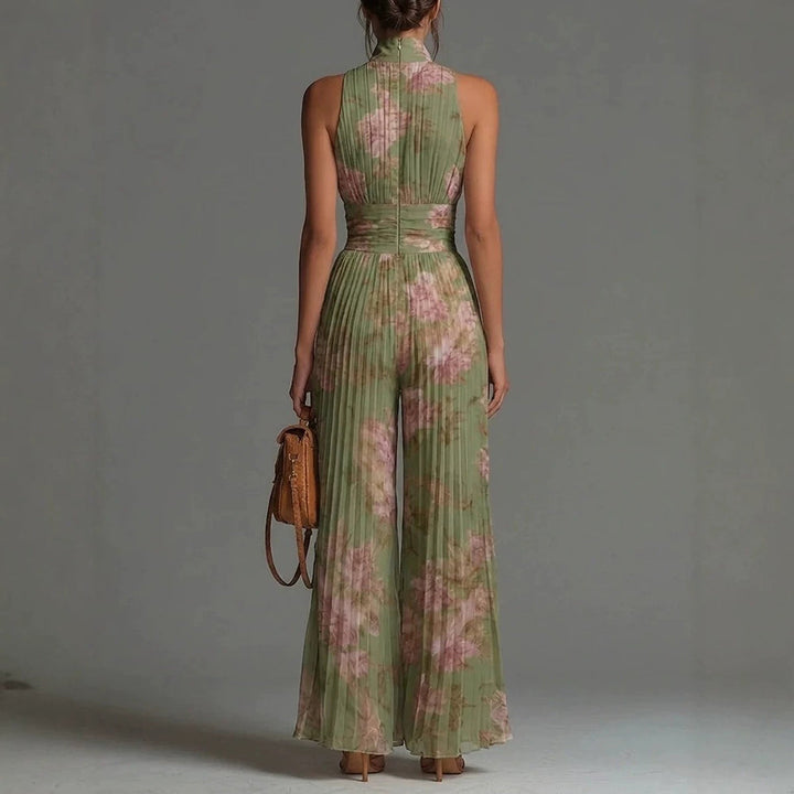 Emy Pleated Floral Chiffon Jumpsuit