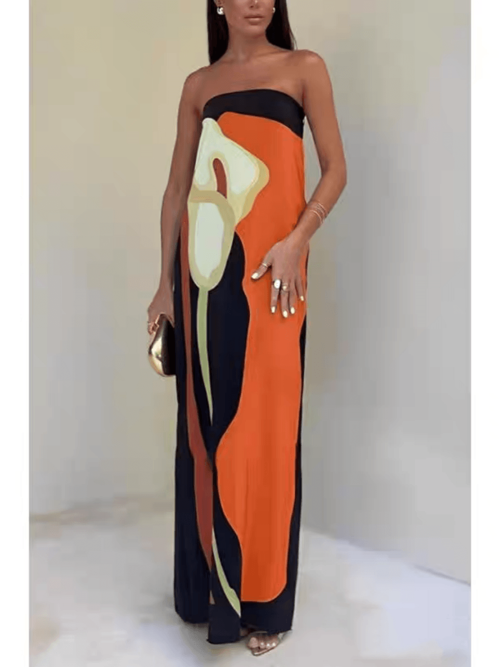 Joan™ | Coastal Chic Strapless Printed Maxi Party Dress
