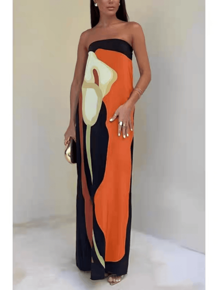 Joan™ | Coastal Chic Strapless Printed Maxi Party Dress