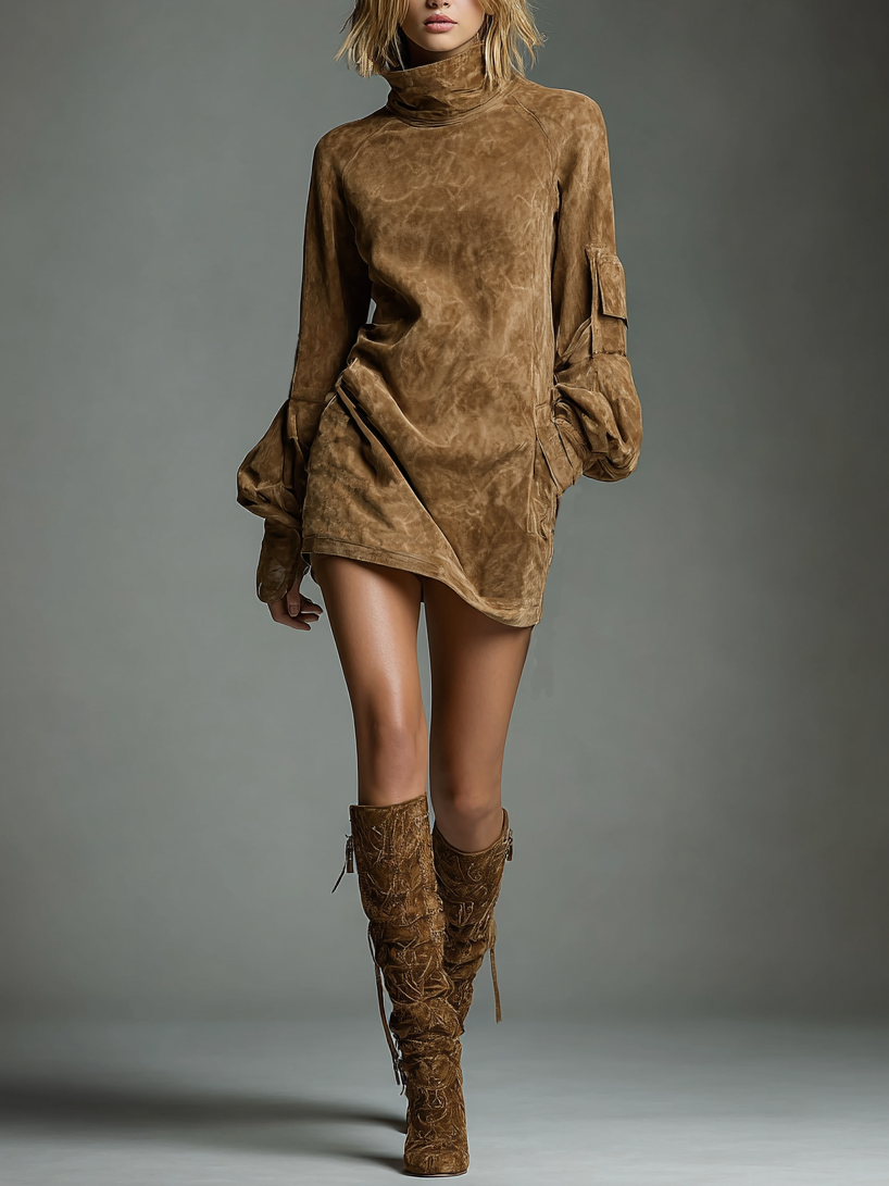Eliana Vintage Turtleneck Mini Dress