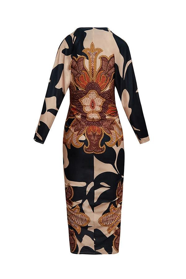 Eva™ | Sun Escape Unique Print Dolman Midi Dress