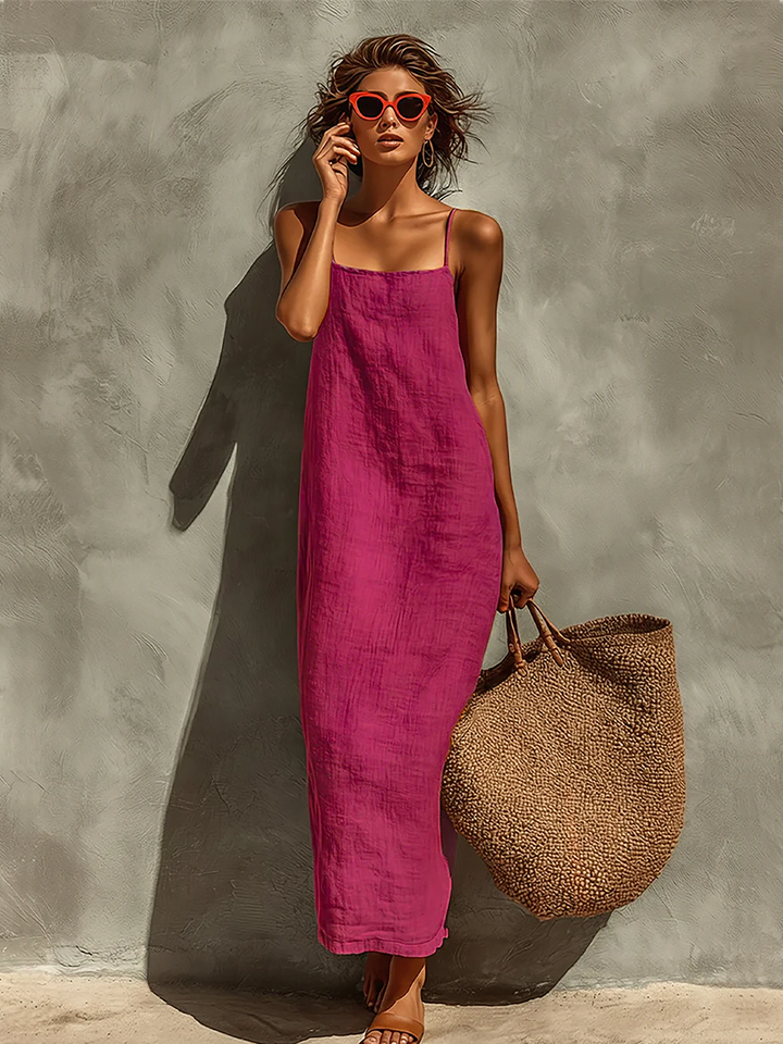 Seraphina Red Boho Cotton Maxi Dress