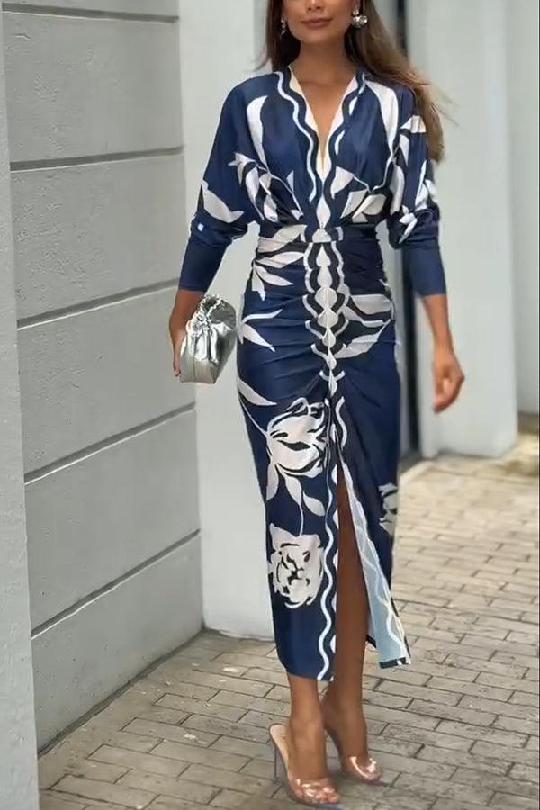 Eva™ | Sun Escape Unique Print Dolman Midi Dress