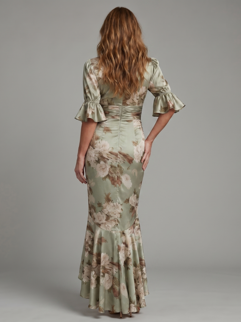 Ophelia Short Sleeve V Neck Midi Dress
