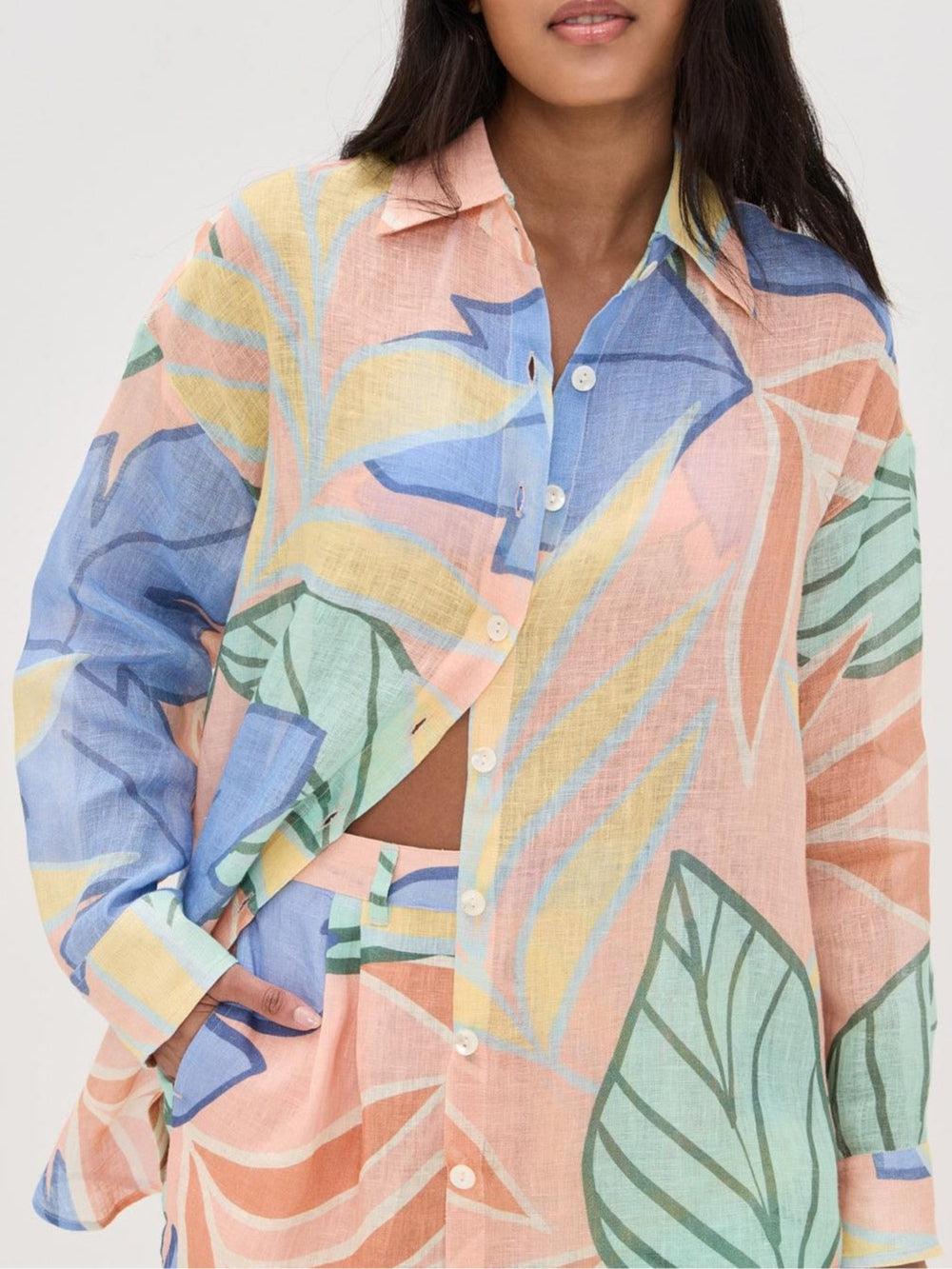Amandine™ | Tropical Leaf Printed Short Set
