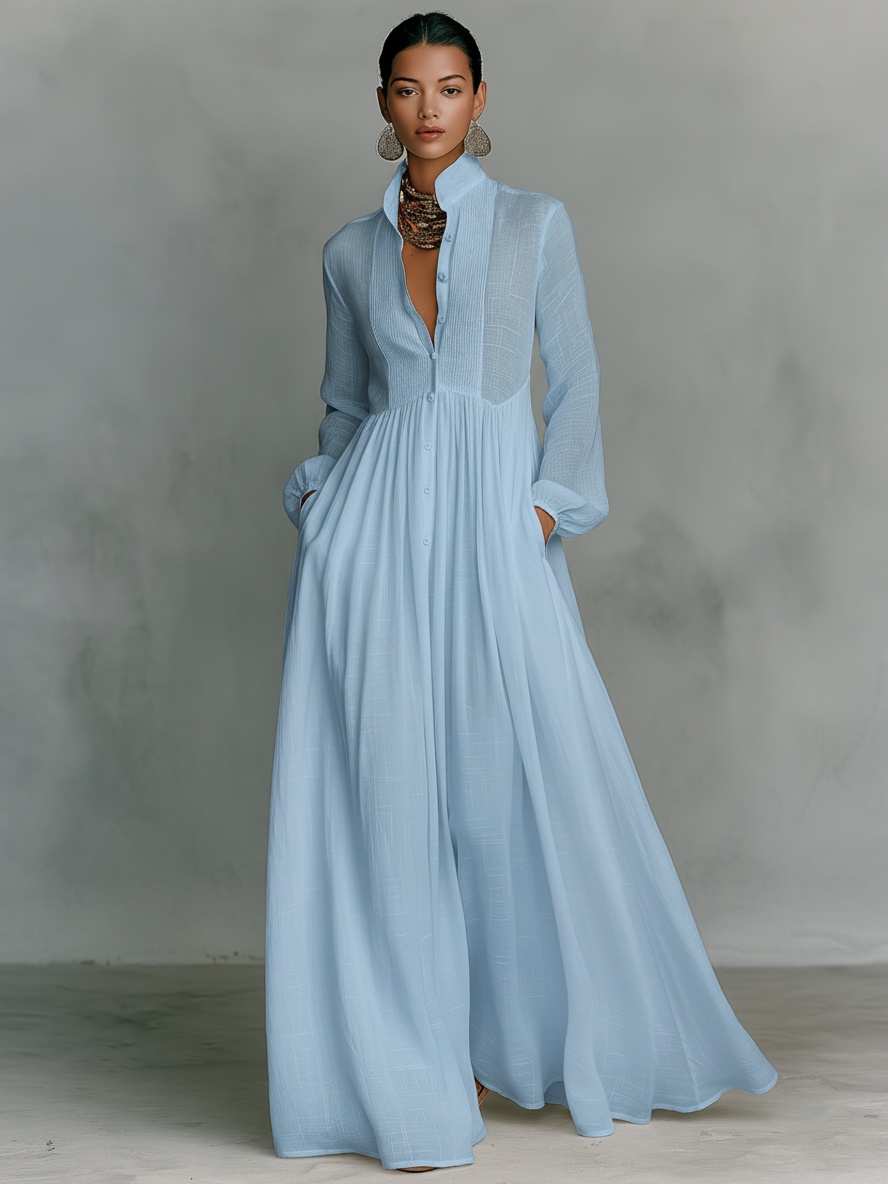 Madeleine Linen Blend Patchwork Maxi Dress