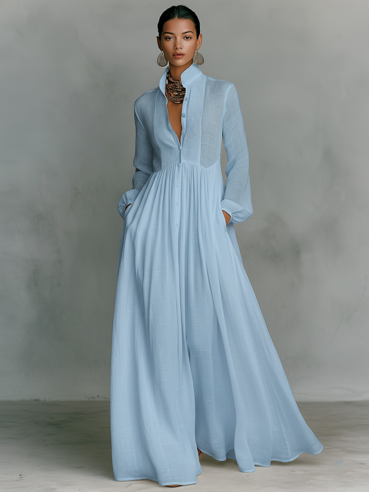 Madeleine Linen Blend Patchwork Maxi Dress