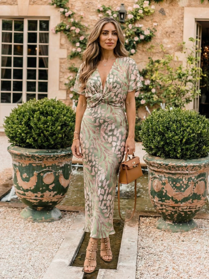 Odette Print Waist Midi Dress