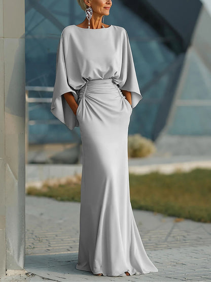Clara Elegant V-neck backless sleeve dress