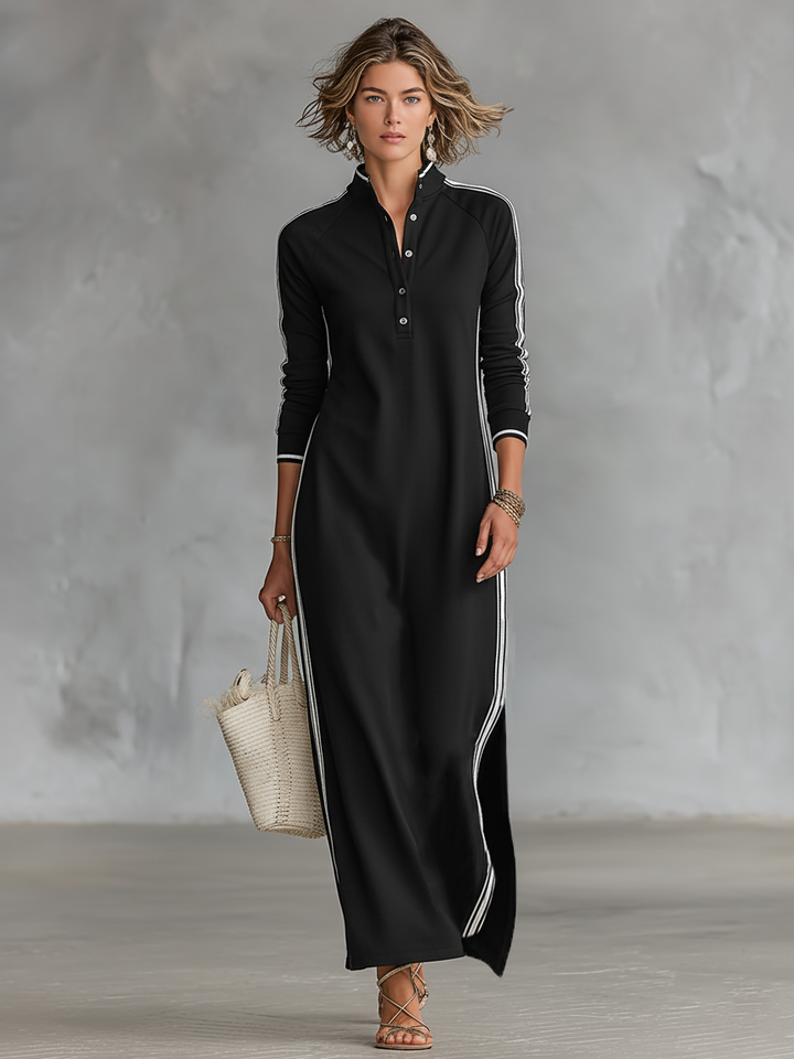 Francesca White Trim Sweatshirt Maxi Dress