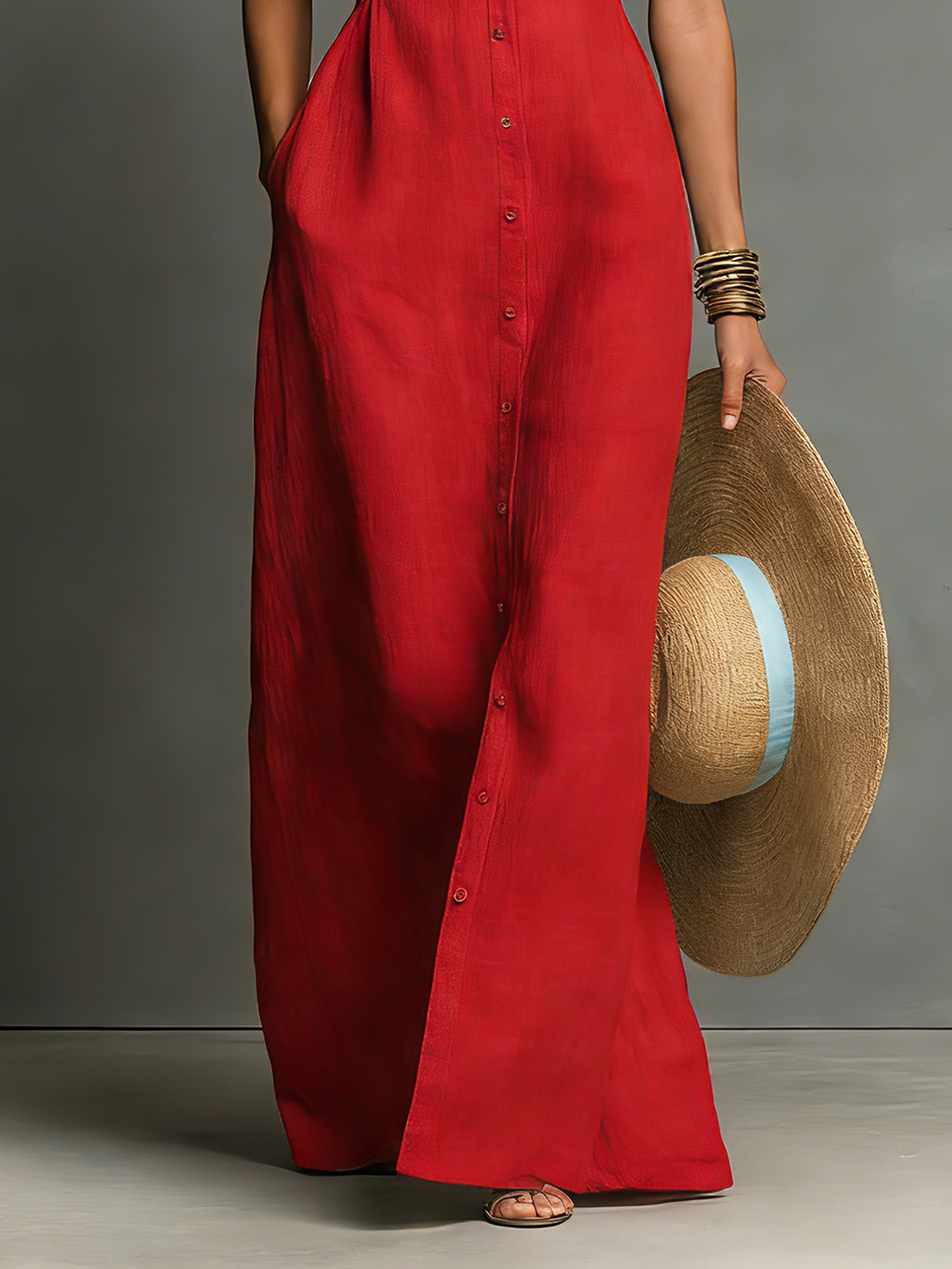 Kelsey Linen Blend Shirt Maxi Dress