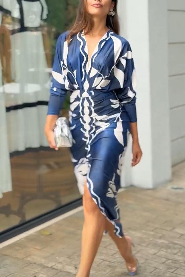 Eva™ | Sun Escape Unique Print Dolman Midi Dress