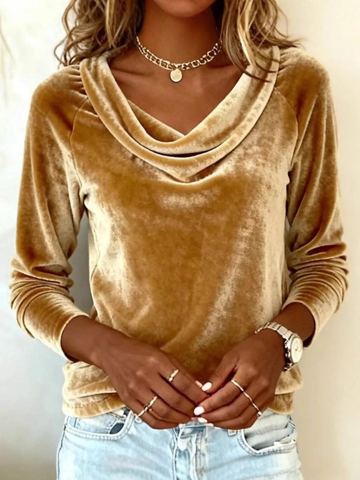 Sienna Elegant Velvet Cowl Neck Top
