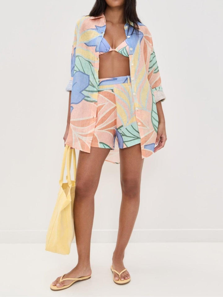 Amandine™ | Tropical Leaf Printed Short Set