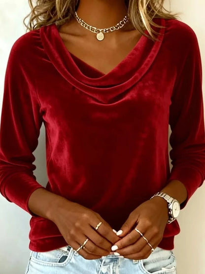 Sienna Elegant Velvet Cowl Neck Top