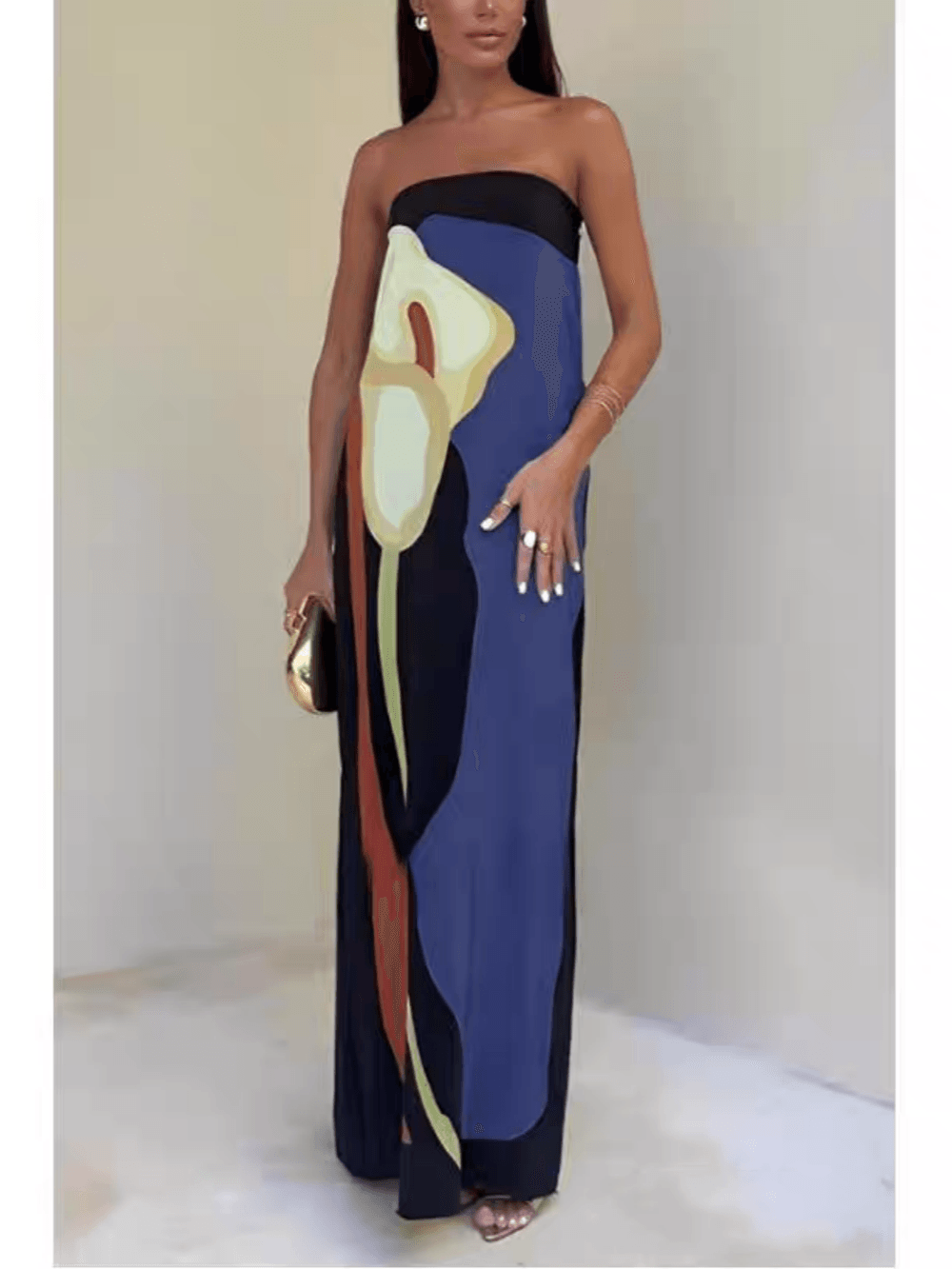 Joan™ | Coastal Chic Strapless Printed Maxi Party Dress