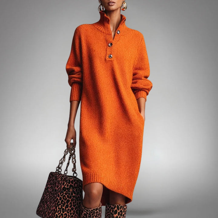 Kaia Wool Mix Knit Polo Dress