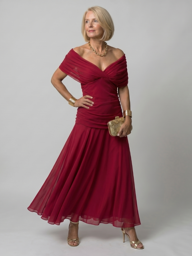 Vivienne Off Shoulder Flow Midi Dress