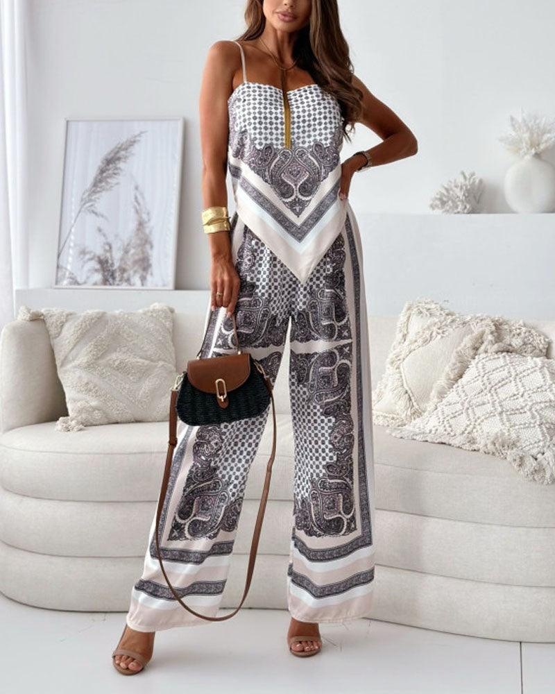 Helen Vacation Ready Stylish Lace-Up Vest & Pants Two-Piece Set Dress