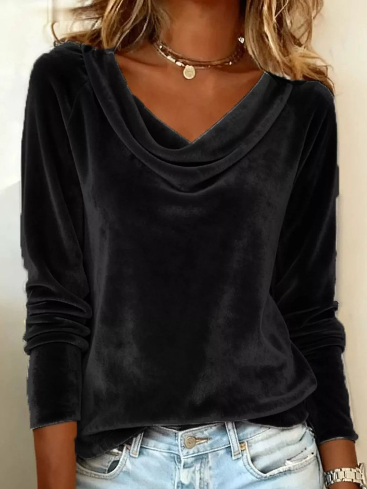 Sienna Elegant Velvet Cowl Neck Top