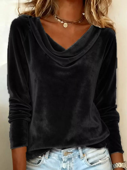 Sienna Elegant Velvet Cowl Neck Top