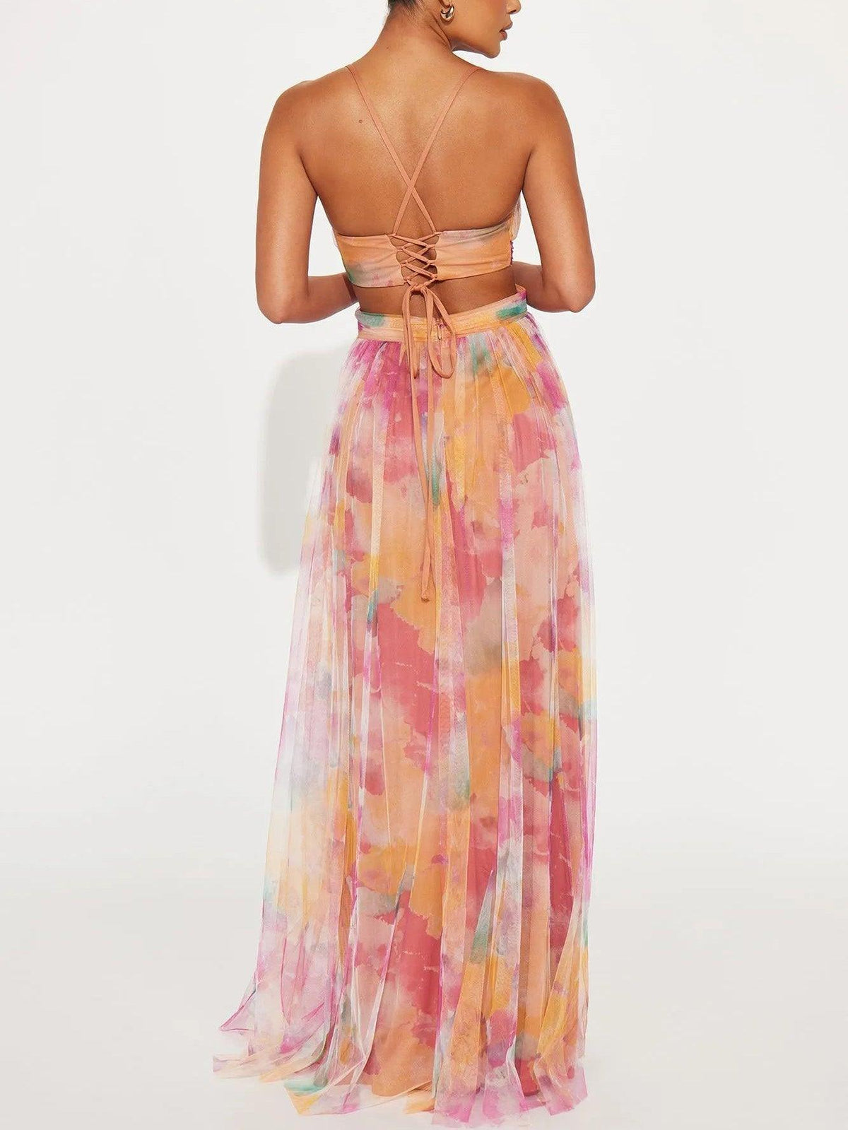 Karen Painted Floral Print V-Neck Maxi Dress